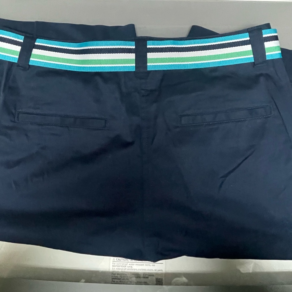 Kim Rogers Navy Shorts with Striped Belt NWOT - Picture 3 of 6